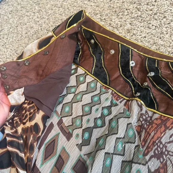 Vintage Sandy Starkman 80s-90s Geometric Mixed Animal Print Asymmetrical Skirt S - Picture 7 of 9
